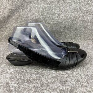 ✅Naturalizer Hanley Black Wedge Sandals Womens 8.5M Slingback Comfort Shoes